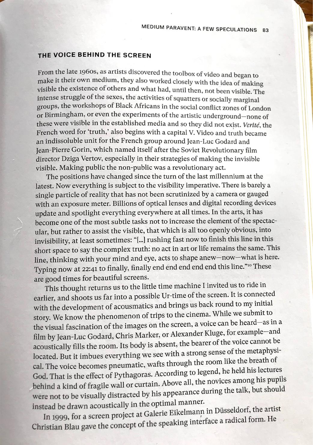 Prada exhibition. Catalog feature. Paravent Soundobject 'Diese ungefähre Welt' christian blau 1999